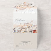 El Paso Texas City Scape Waterverf bruiloft All In One Uitnodiging (Buitenkant)