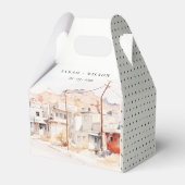 El Paso Texas City Scape Waterverf bruiloft Bedankdoosjes (Achterkant)