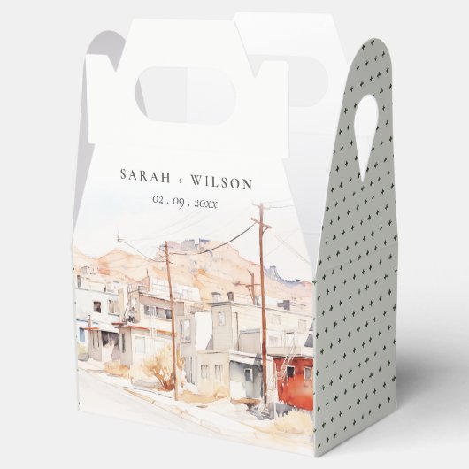 El Paso Texas City Scape Waterverf bruiloft Bedankdoosjes (Geopend)