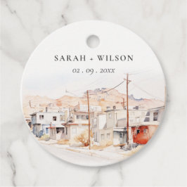 El Paso Texas City Scape Waterverf bruiloft Bedankjes Labels
