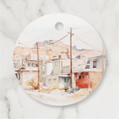 El Paso Texas City Scape Waterverf bruiloft Bedankjes Labels (Achterkant)