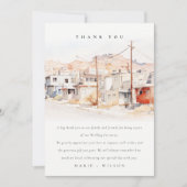 El Paso Texas City Scape Waterverf bruiloft Bedankkaart (Voorkant)