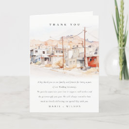 El Paso Texas City Scape Waterverf bruiloft Bedankkaart