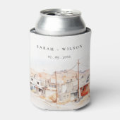 El Paso Texas City Scape Waterverf bruiloft Blikjeskoeler (Blikje Voorkant)