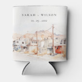 El Paso Texas City Scape Waterverf bruiloft Blikjeskoeler (Voorkant)