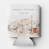 El Paso Texas City Scape Waterverf bruiloft Blikjeskoeler (Achterkant)