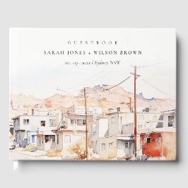El Paso Texas City Scape Waterverf bruiloft Gastenboek