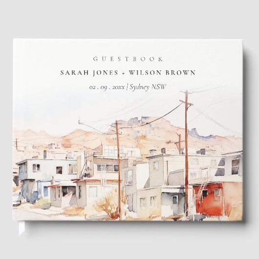 El Paso Texas City Scape Waterverf bruiloft Gastenboek (Voorkant)
