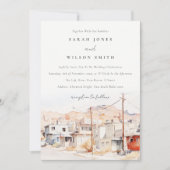 El Paso Texas City Scape Waterverf bruiloft Kaart (Voorkant)