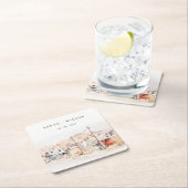 El Paso Texas City Scape Waterverf bruiloft Kartonnen Onderzetters (Insitu)