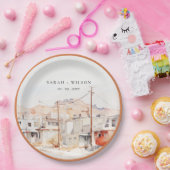 El Paso Texas City Scape Waterverf bruiloft Papieren Bordje (Feest)