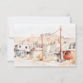 El Paso Texas City Scape Waterverf bruiloft RSVP Kaartje (Achterkant)