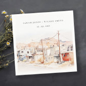 El Paso Texas City Scape Waterverf bruiloft Servet