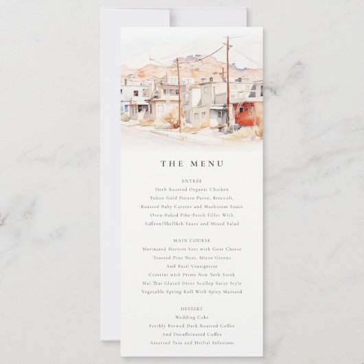 El Paso Texas City Scape Wedding Menu Kaart (Voorkant)