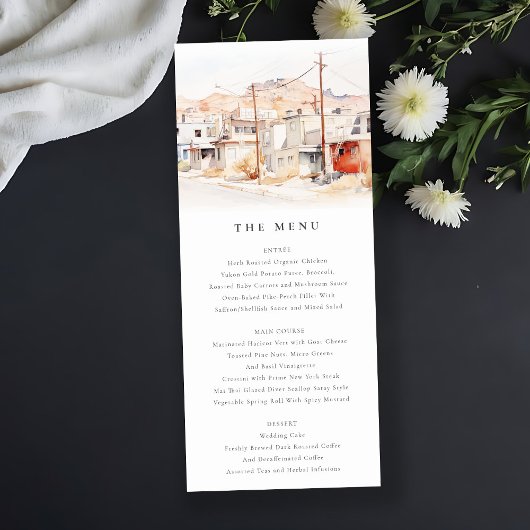 El Paso Texas City Scape Wedding Menu Kaart