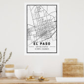 El Paso Texas City Travel City Map Poster (Keuken)