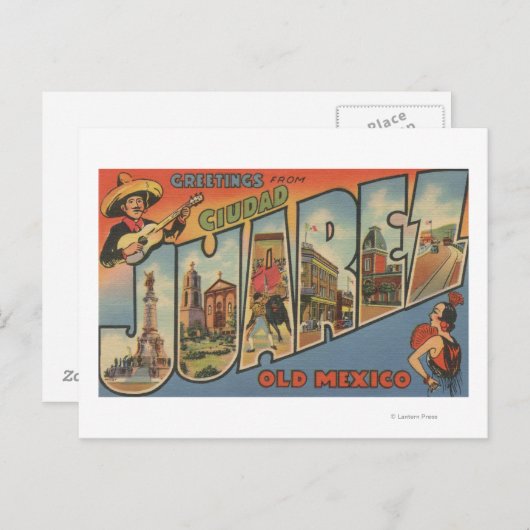 El Paso, Texas - Ciudad Juarez Briefkaart (Voorkant / Achterkant)