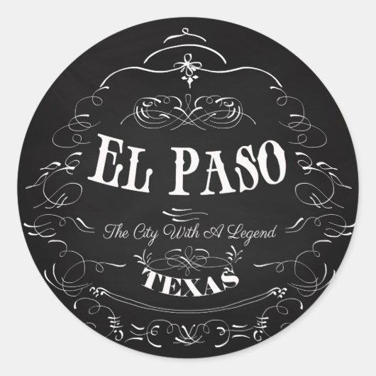 El Paso, Texas - De stad met een legende Ronde Sticker (Voorkant)