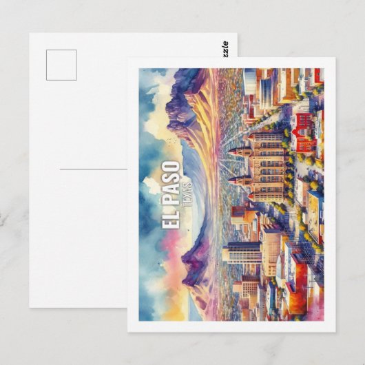 El Paso Texas Famous Travel Places waterverf Briefkaart (Voorkant / Achterkant)