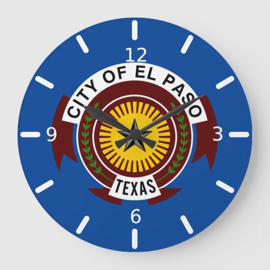 El Paso (Texas) flag Large Clock Grote Klok (Voorkant)