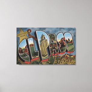 El Paso, Texas, grote letterscènes Canvas Afdruk