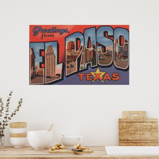 El Paso, Texas, grote lettertjes 2 Poster (Keuken)
