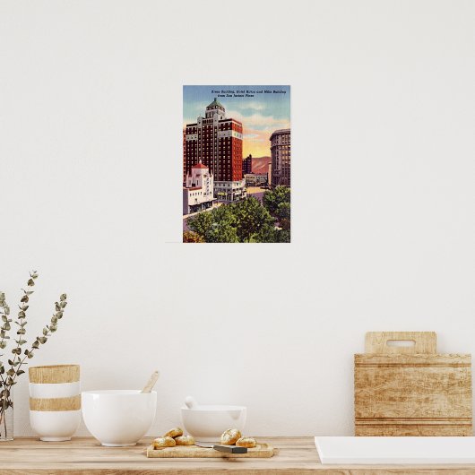 El Paso, Texas in het centrum van 1940 Poster (Keuken)