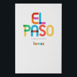 El Paso Texas Mid Century, Pop Art, Imitatie Canvas Print<br><div class="desc">El Paso Texas klassieke retro teruggooistijl uit de jaren 70 en 80. Heldere primaire kleuren in de 20e-eeuwse abstracte kunststijl met eenvoudige geometrische elementen.  pop kunst. Simpel gewaagd,  draag je geboortestad hardop.</div>