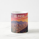 El Paso Texas Mug: Retro Desert Sunset Cityscape Koffiemok (Center)