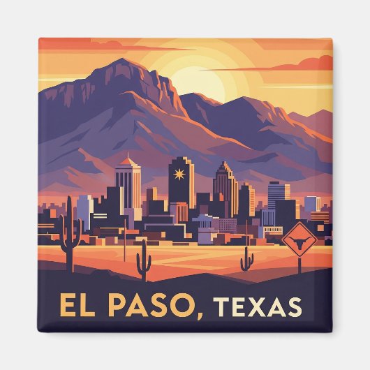 El Paso Texas Reizen Magneet (Voorkant)