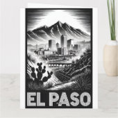El Paso Texas Silhouette Zwart Wit Houtsnede Kaart (Achterkant)