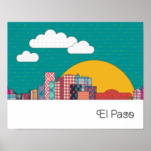 El Paso, Texas Skyline Poster (Voorkant)
