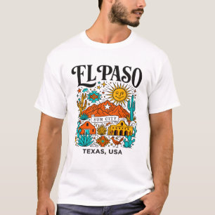 El Paso Texas Sun City Illustratie T-shirt