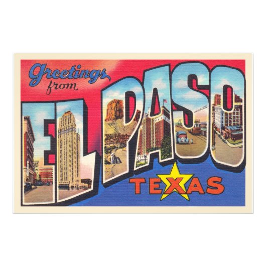El Paso Texas TX groot Briefkaart Foto Afdruk (Voorkant)
