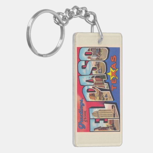 El Paso Texas TX  groot Briefkaart Sleutelhanger (Voorkant Links)