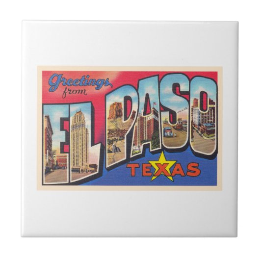 El Paso Texas TX  groot Briefkaart Tegeltje (Voorkant)