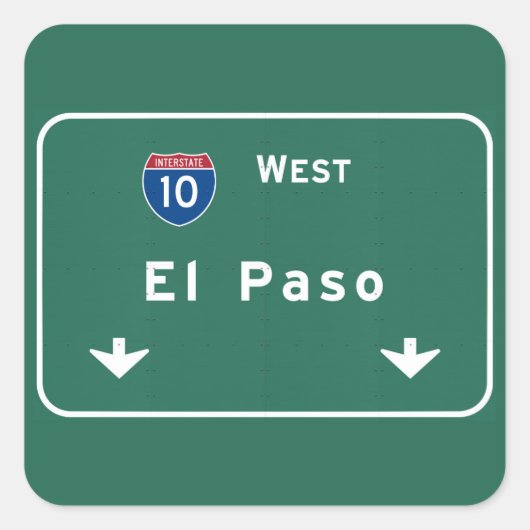 El Paso Texas Tx Interstate Highway Road: Vierkante Sticker (Voorkant)