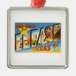 El Paso Texas TX Old Vintage Travel Souvenir Metalen Ornament