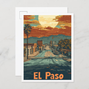 El Paso Texas USA Kunst Reizen Illustratie Briefkaart