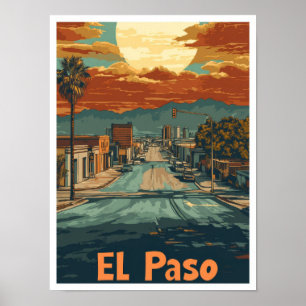El Paso Texas USA Kunst Reizen Illustratie Poster