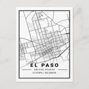 El Paso Texas USA Travel City Map Poster Briefkaart