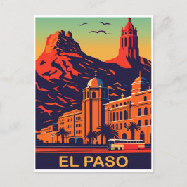 El Paso, Texas, Zonsondergang over de bergen, Reiz Briefkaart