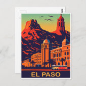 El Paso, Texas, Zonsondergang over de bergen, Reiz Briefkaart (Voorkant / Achterkant)