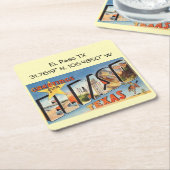 El Paso TX Map coördineert  stijl Kartonnen Onderzetters (Schuin)