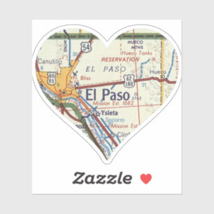 El Paso TX Retro Kaart Sticker