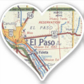 El Paso TX Retro Kaart Sticker (Voorkant)