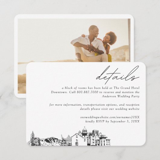 El Paso Wedding Hotel Kamer Blok Details Informatiekaartje (Voorkant / Achterkant)