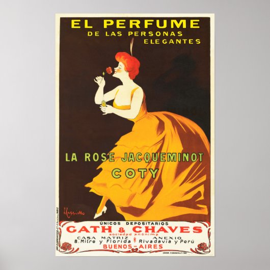 EL PERFUME La Roos Jacqueminot Coty Paris Art Deco Poster (Voorkant)