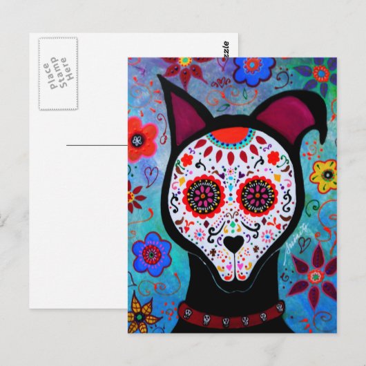 EL PERRO DOG DIA DE LOS MUERTOS BRIEFKAART (Voorkant / Achterkant)
