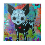 EL PERRO DOG DIA DE LOS MUERTOS CHIHUAHUA TEGELTJE (Voorkant)